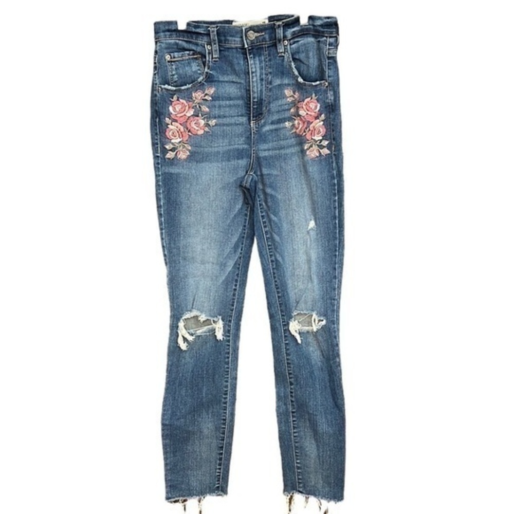 Garage Ultra High Rise Floral Embroidered Distressed Jean 7